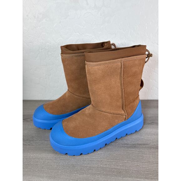 New Sz 9 Men's UGG Classic Short Weather Hybrid Chestnut Big Sky Blue 1143992 - Picture 1 of 7